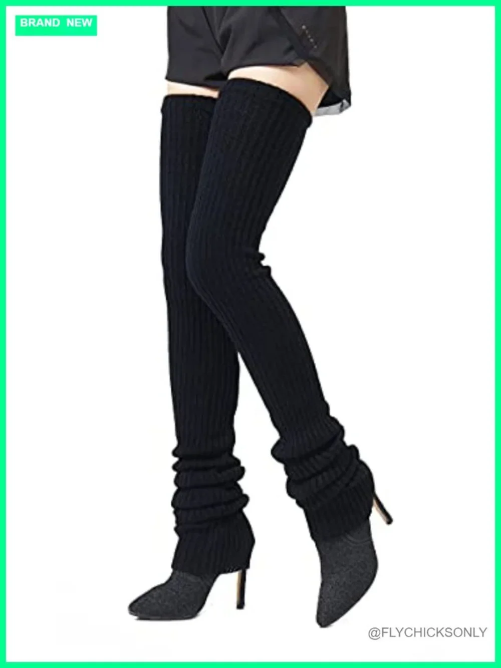 Extra Long Knit Leg Warmers for Women, 27 or 34 Inch Thigh High Socks